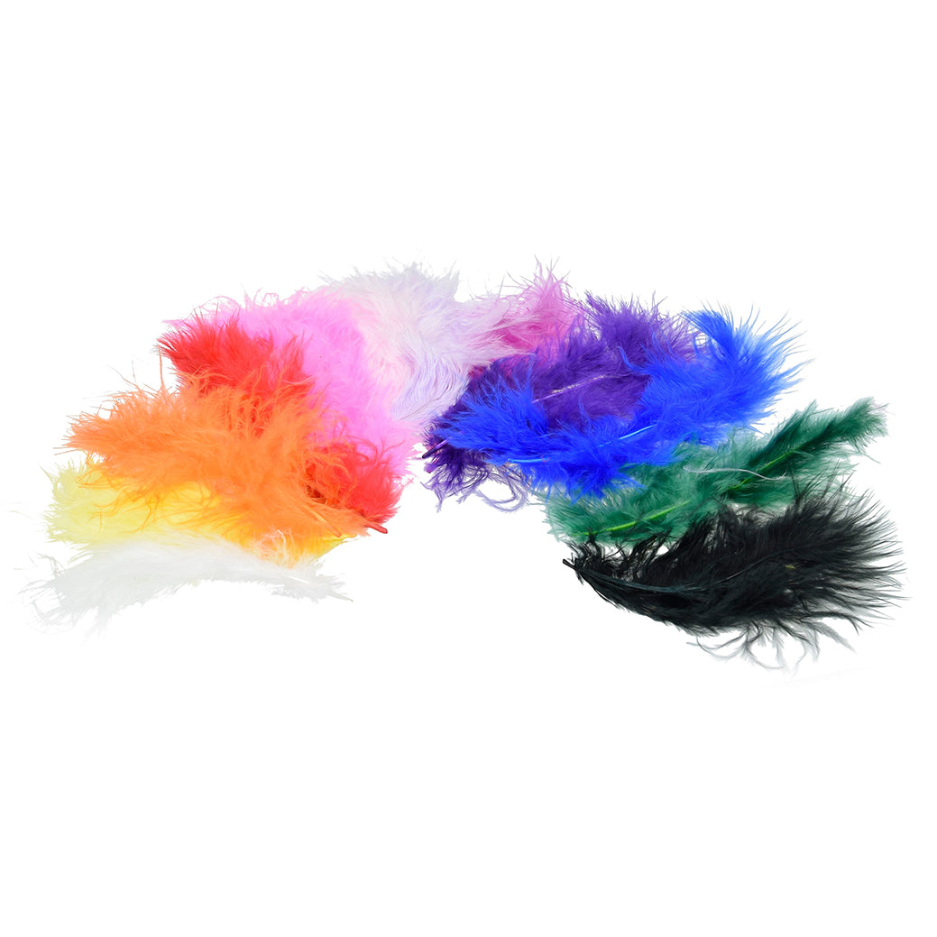 Marabou feather 100 - 120 mm 2 g ~ 20 pcs. assorted colors